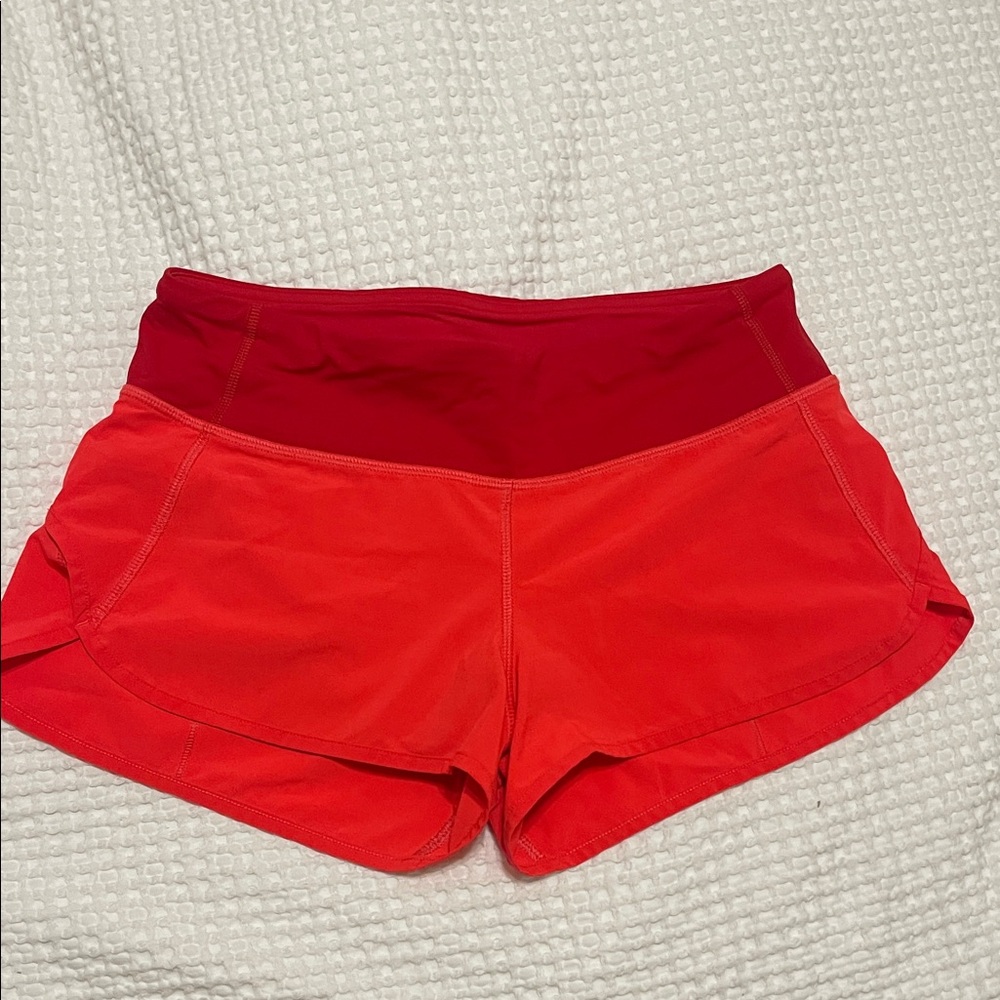 Lululemon Athletica Red and Orange Athletic Shorts